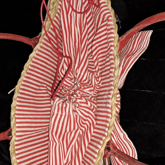 Woven Wicker Big Striped Bow Tote Bag - Picture 5 of 6